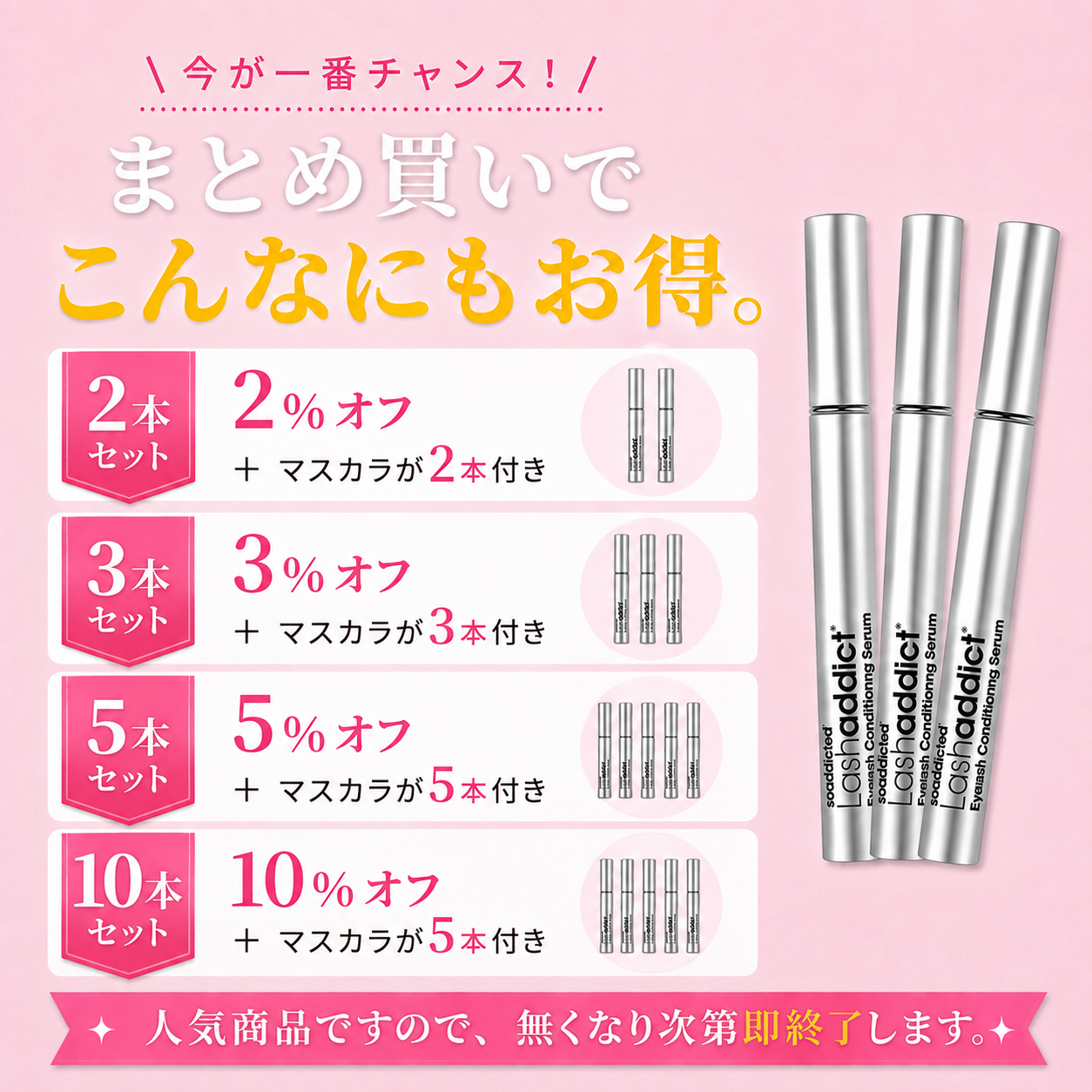 Lashaddict アイラッシュ コンディショニングセラム アドバンス & メジャードラマ マスカラ 2点セット